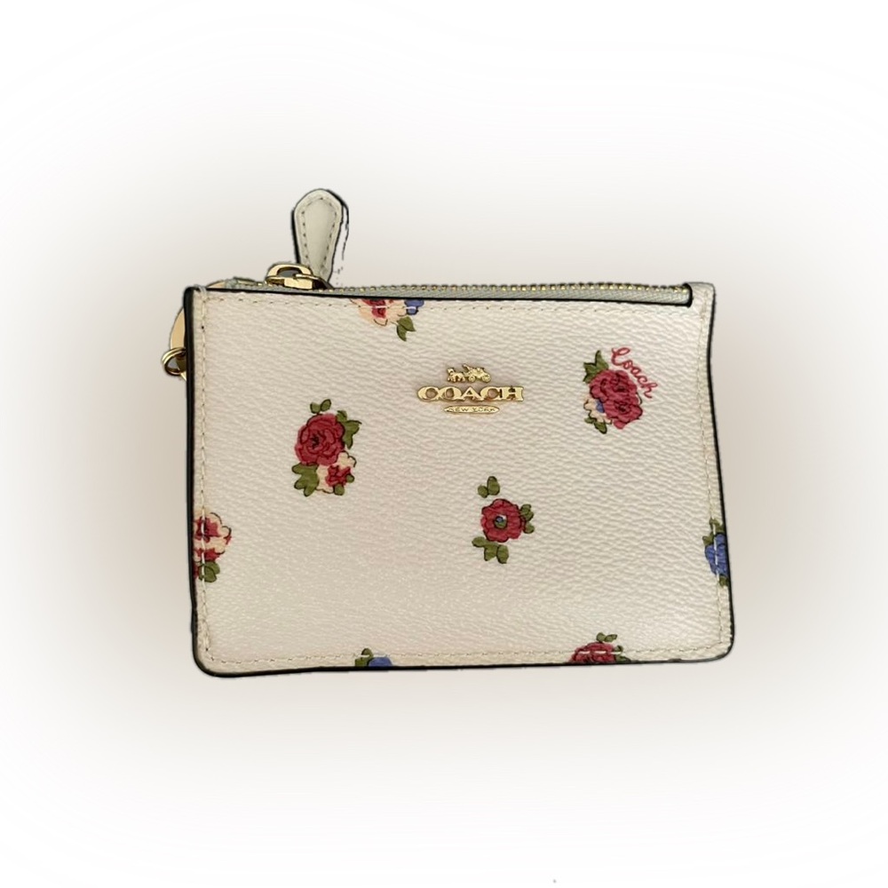 COACH MINI SKINNY ID CASE HEART PRINT:NWT CHALK/MULTI CW967